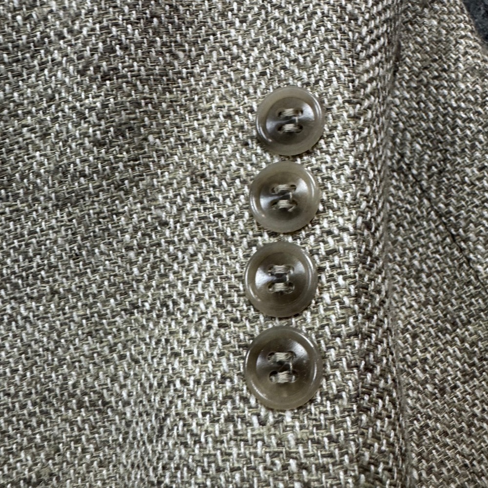 Stafford 100% Silk Blazer Jacket Mens 42S Herringbone Beige Tan Sport Coat - Picture 4 of 14